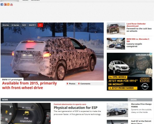 Englischsprachige Website für auto motor und sport
